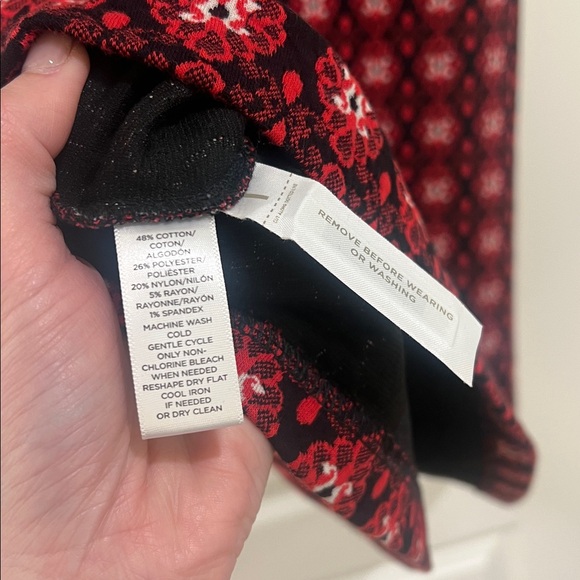 Loft red and black floral print short sleeve shift dress size XL Tall - Picture 5 of 5